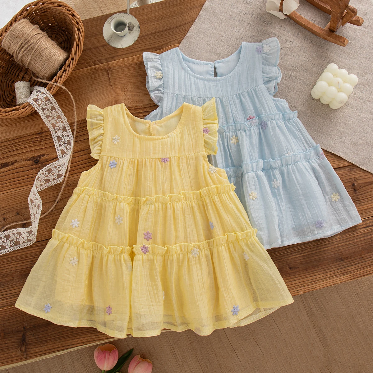 Summer New Baby Girl Dress Lightweight Breathable Sweet Daily Outdoor Wear Children's Clothing For 9 Months To 4 Years Old