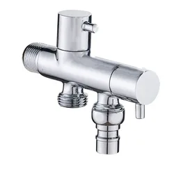 1Pcs G1/2 Brass Three-way Filling angle Valve wall mount Dual Control Switch One Into Two Out water Cleaning bathroom Accessorie