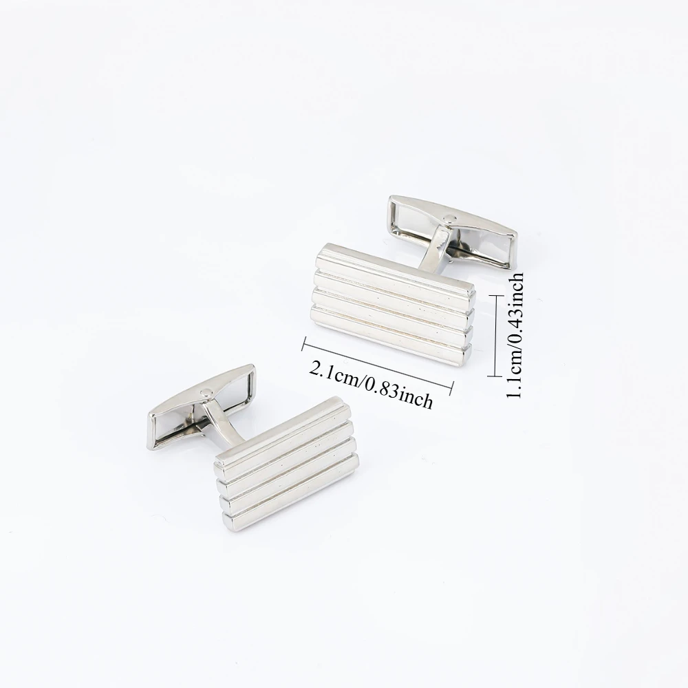 Silver Four Layer Striped Cufflink Brushed Texture Stepped Cufflinks Business Dress Wedding Shirt Sleeve Nails Decoration