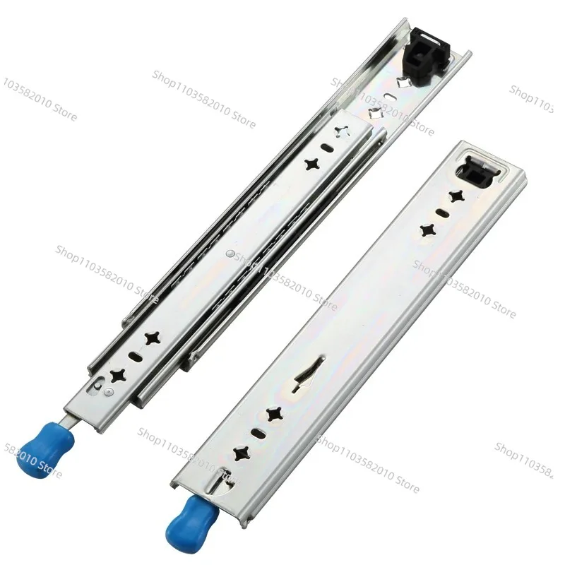 Drawer Runners With Lock Ball Bearing Three Fold Full Extension Heavy Duty Slide Rail