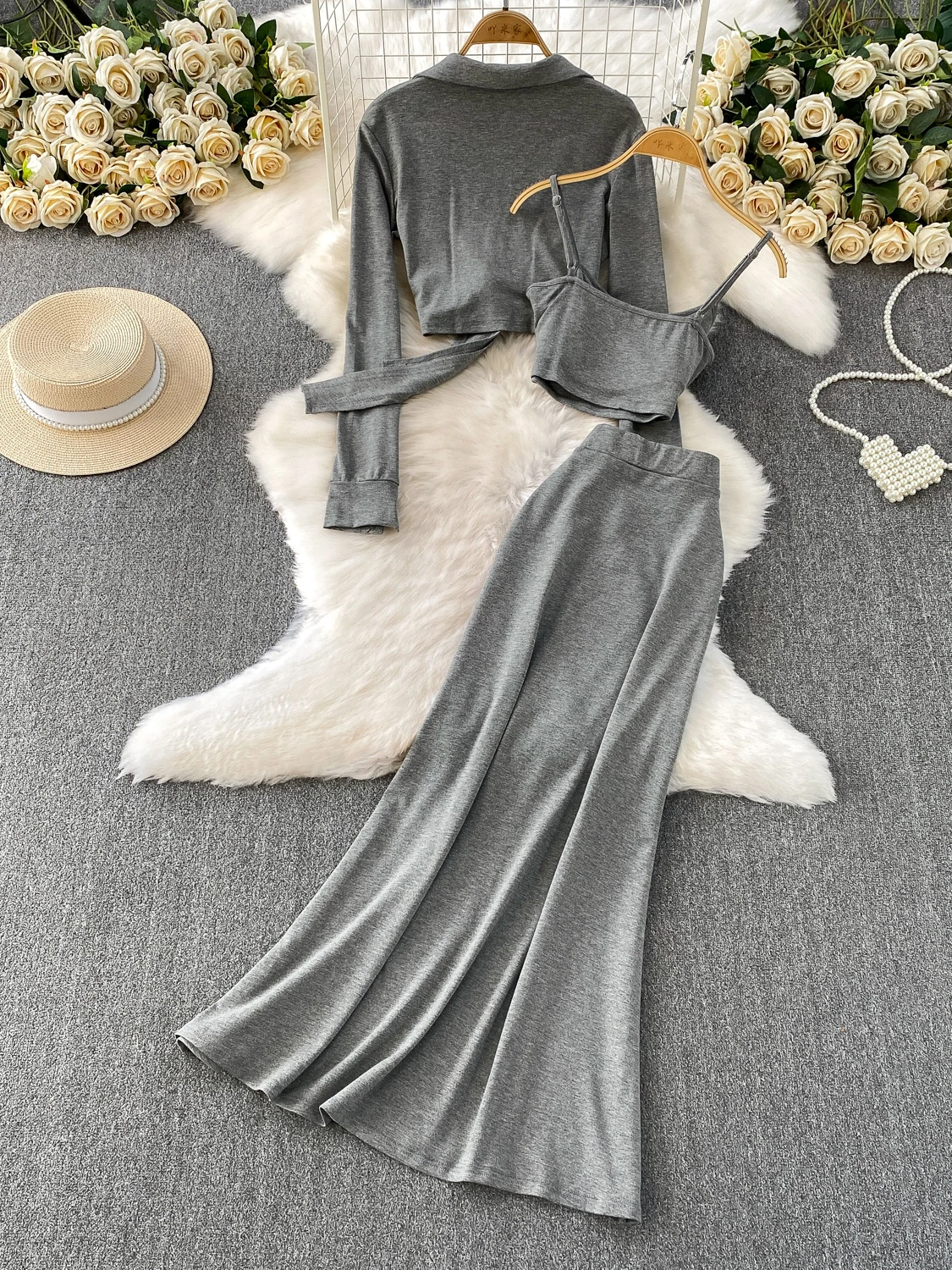 التخسيس المرأة ort Svel Jaet مربوط + حزام أعلى + ارتفاع الخصر Fi الذيل تنورة Faion مجموعة الخريف #4