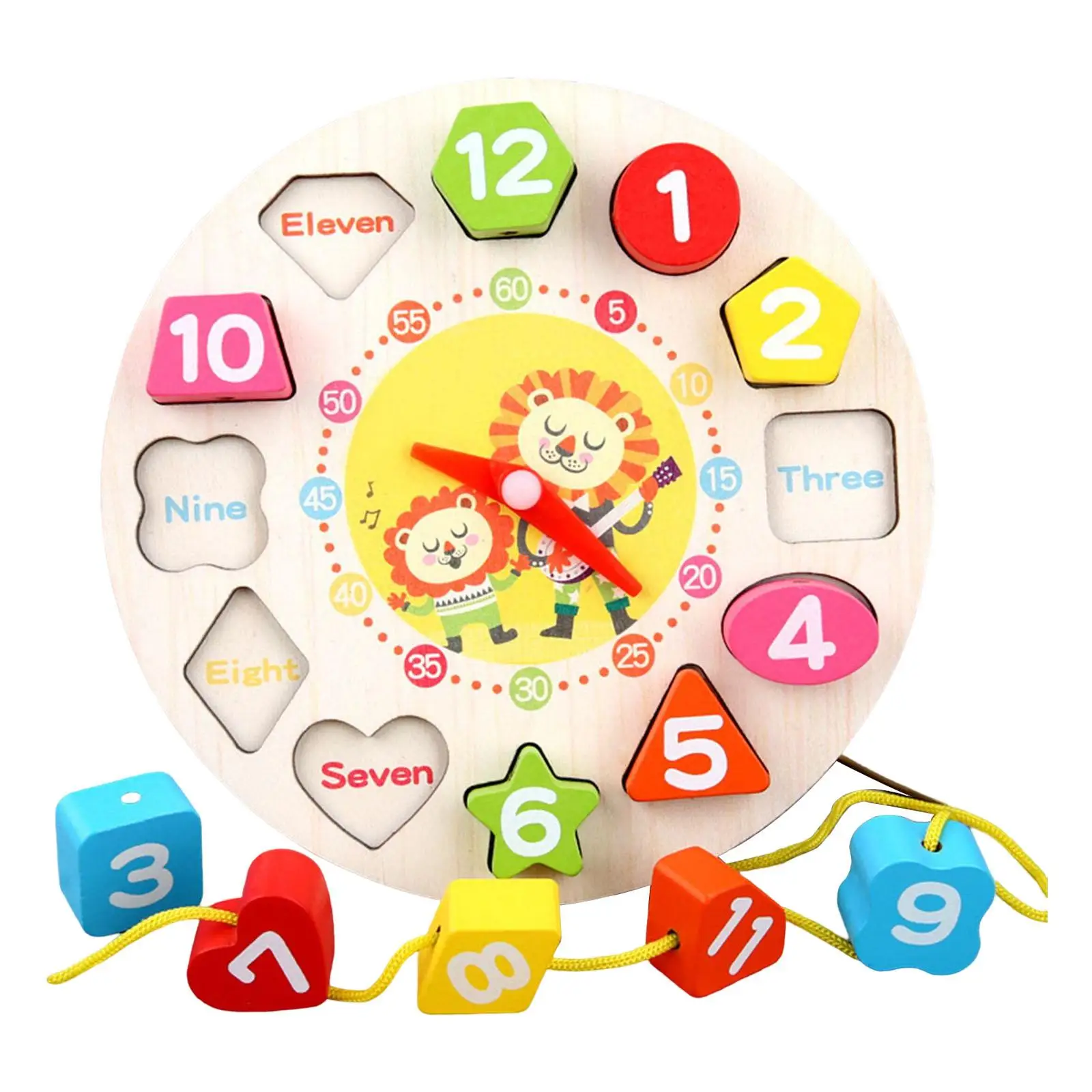 

Montessori Puzzle Clock Shape Color Blocks of Number for Boys Girls