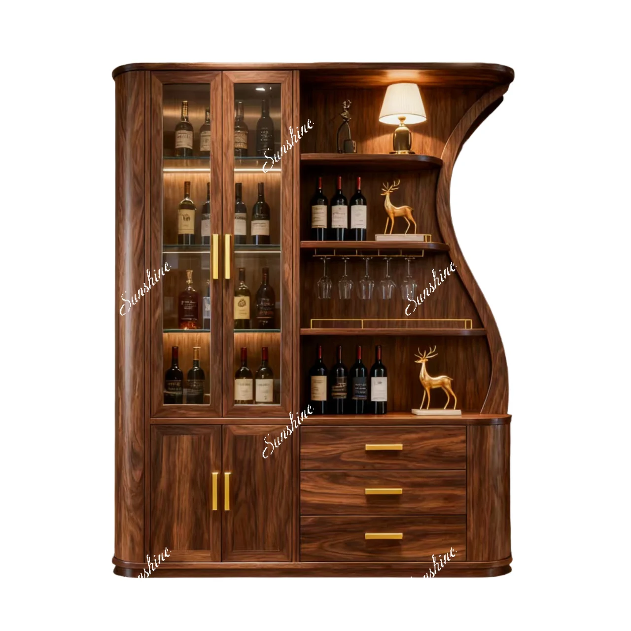 New Chinese solid wood Bogu frame tea room background rack
