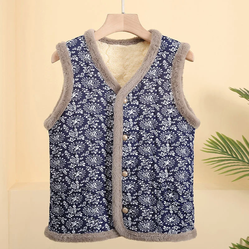 Vest Mom's Winter Outfit With Plush Warm Vest With sleeveless Coat Inner/outwear Thick Casual Vest For Mid-Elderly Women's Top