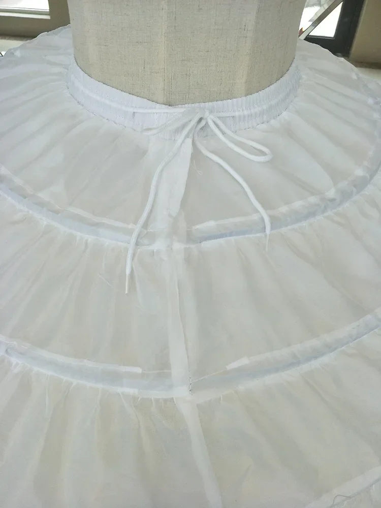 Petticoat branco com capuz, vestido de baile, Flower Girl Dress, Crinoline para festa de casamento, Underskirt para menina, 3 camadas