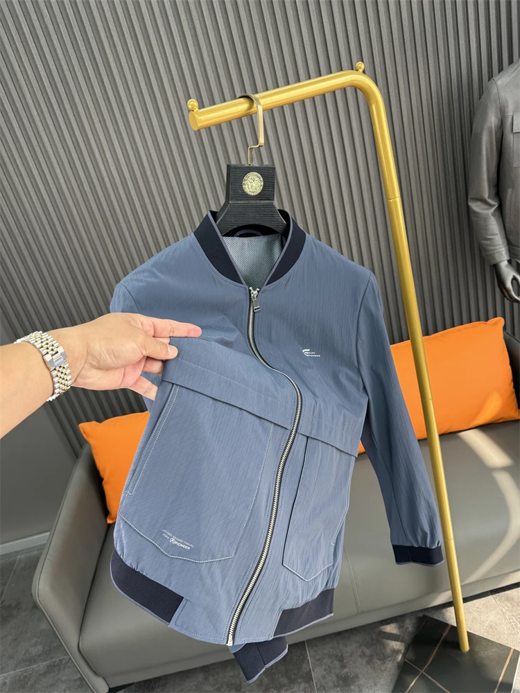 

Svip Faionable Men's Stand Collar Casual Jaet Pure Color Spring New Sle Stand Fit Long Sve Urban Faion Outerwear