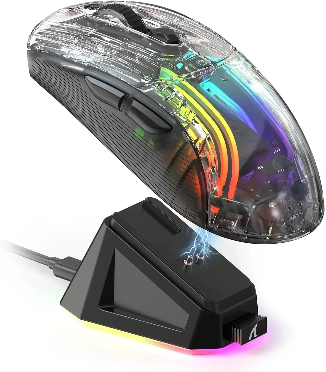 

ATTACK SHARK X2 Pro Gaming Mouse Triple Mode Wireless Transparent Shell RGB Rechargeable 4000 DPI Rechargeable Dock Mouse