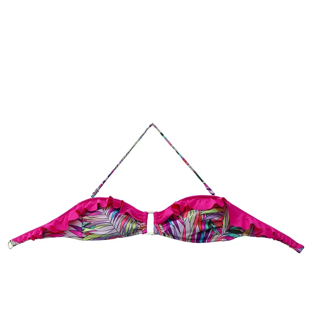 Women Swimsuit Bikinis Biquini Printing Pink Flower Bikini Set flouncing Brazilian Girl Swimwear Bathing Suit Maillot De Bain