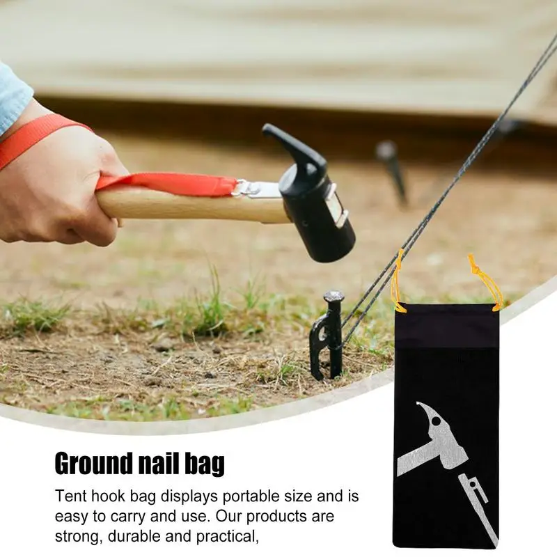 Tent Peg Storage Bag Waterproof Folding Tote Pouch Organizer 600D Oxford Tent Pile Bag Folding Tote Pouch Organizer Storage Bag