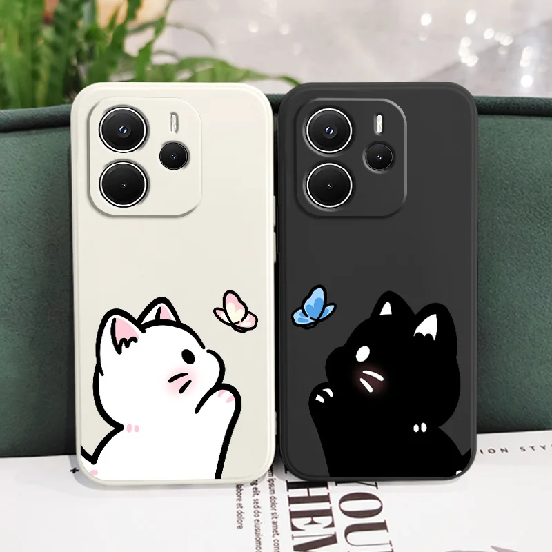 เคสโทรศัพท์ลายแมวหวานฝัน สำหรับ Xiaomi Redmi Note 14 13 12 12S 11 11S 10 10S 15 15C 14C Pro Plus 4G 5G  วัสดุซิลิโคนเหลว