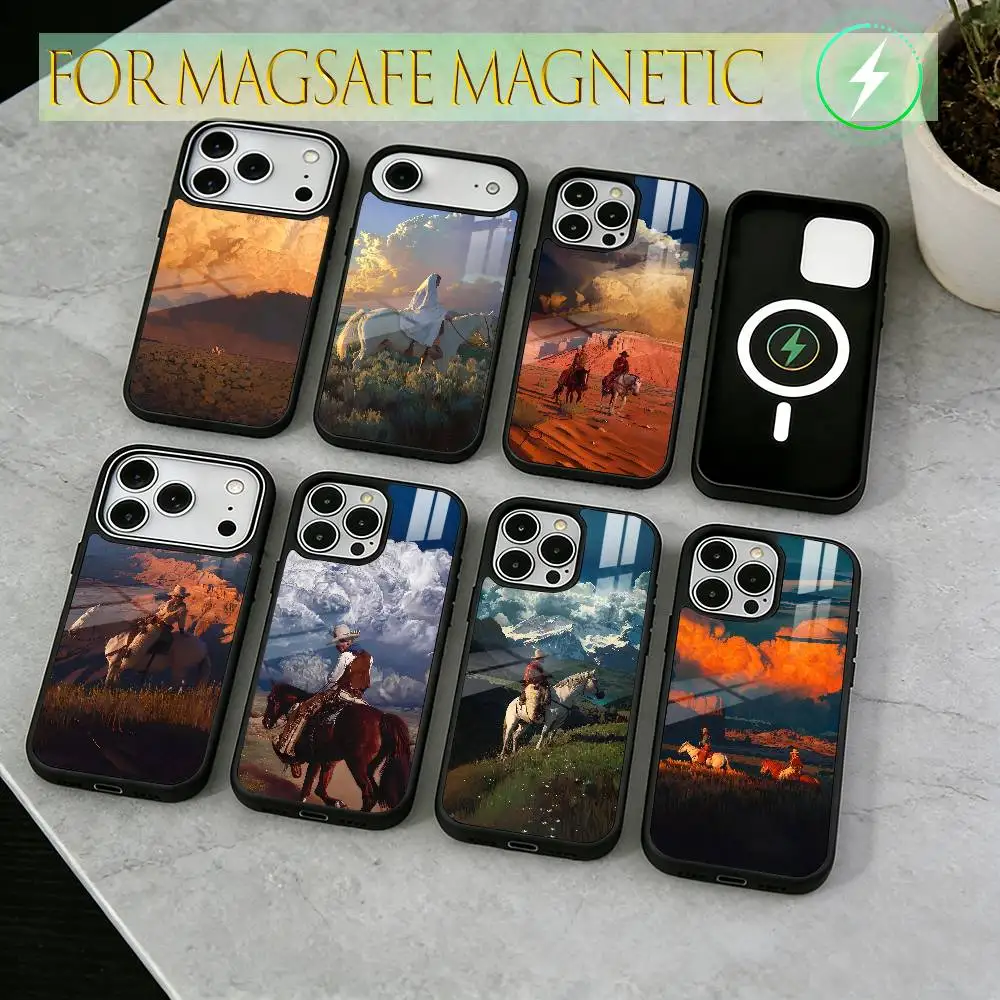 

Ковбойский чехол для iPhone 17, 16, 15, 14, 13, 12, 11 Plus, Pro с магнитной беспроводной зарядкой MagSafe