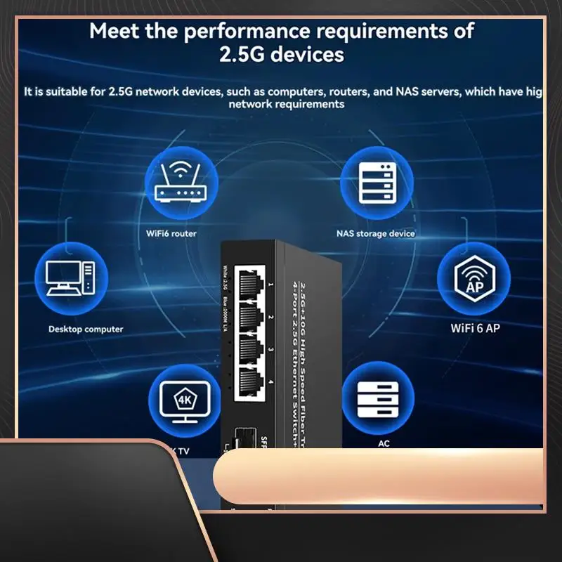 

2.5G Ethernet Switch 4 Port 2500Mbps Network Switcher 2 Port 10G SFP+ Slot Home Lab Hub Internet Splitter Plug And Play-N34R