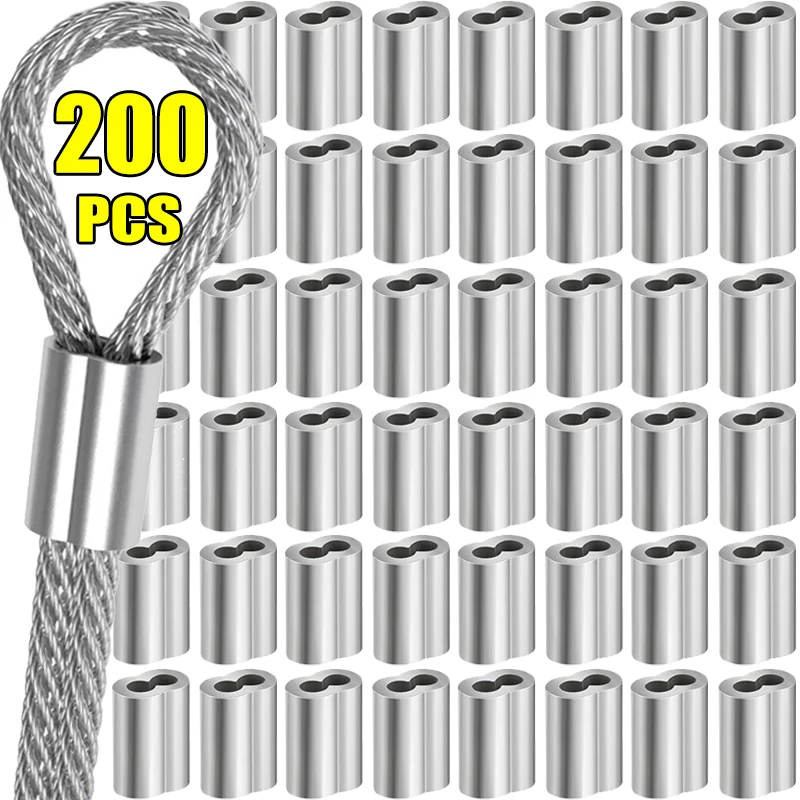 200/10 stücke Doppel Loch Kabel Crimp Hülse Ring Draht Aderendhülsen 8-Form Aluminium Kabel Stopper Crimp Draht Seil klemmen Hardware