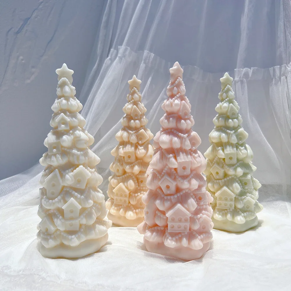 

Birdhouse Christmas Tree Silicone Candle Mold Christmas Decor Silicone Mold Dinner Soy Wax Silicone Mould Christmas Decor