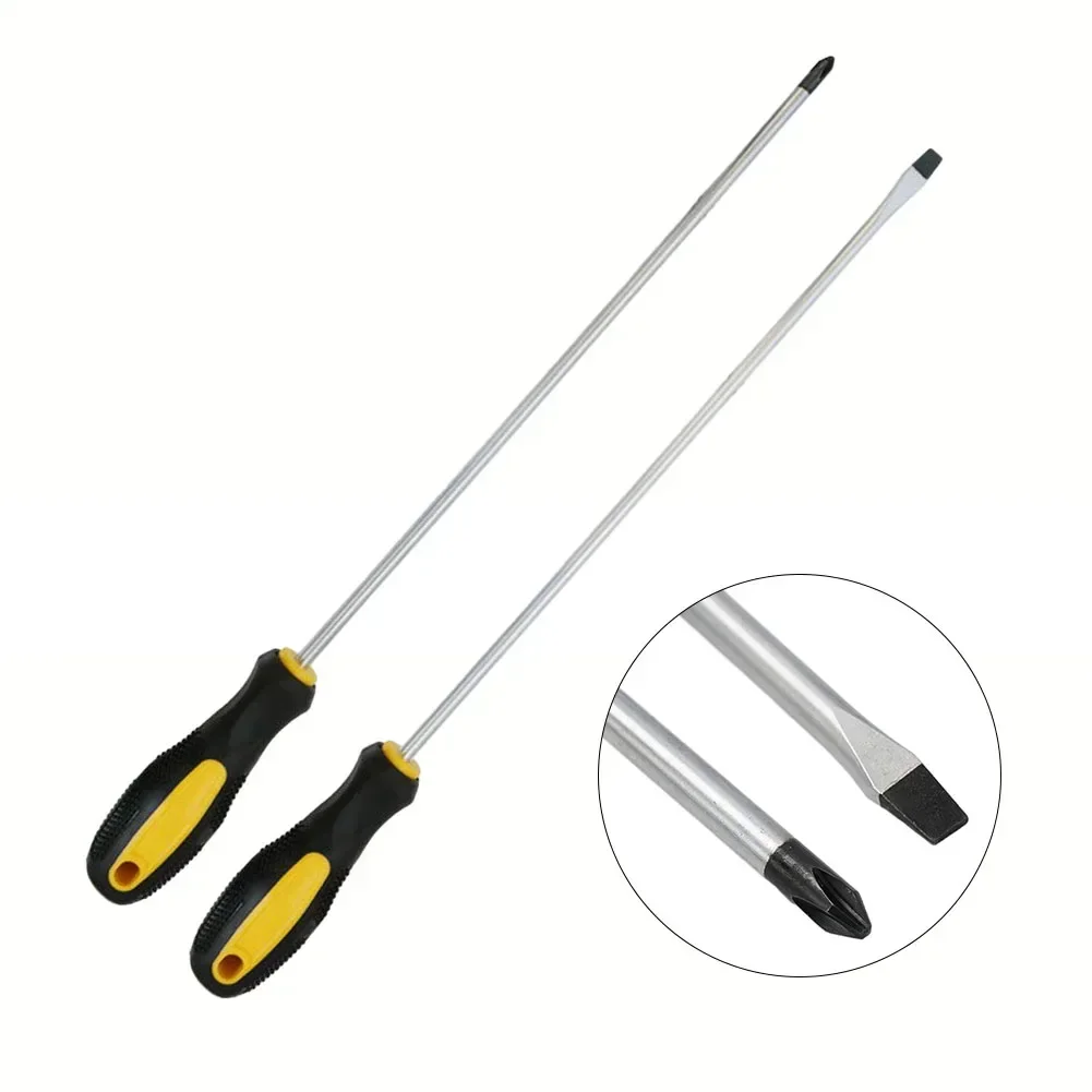 1/2pcs Extended Screwdriver Long Slotted Cross Screwdriver With Rubber Handle Multi-purpose Magnetic Screwdriver Repairing Tool