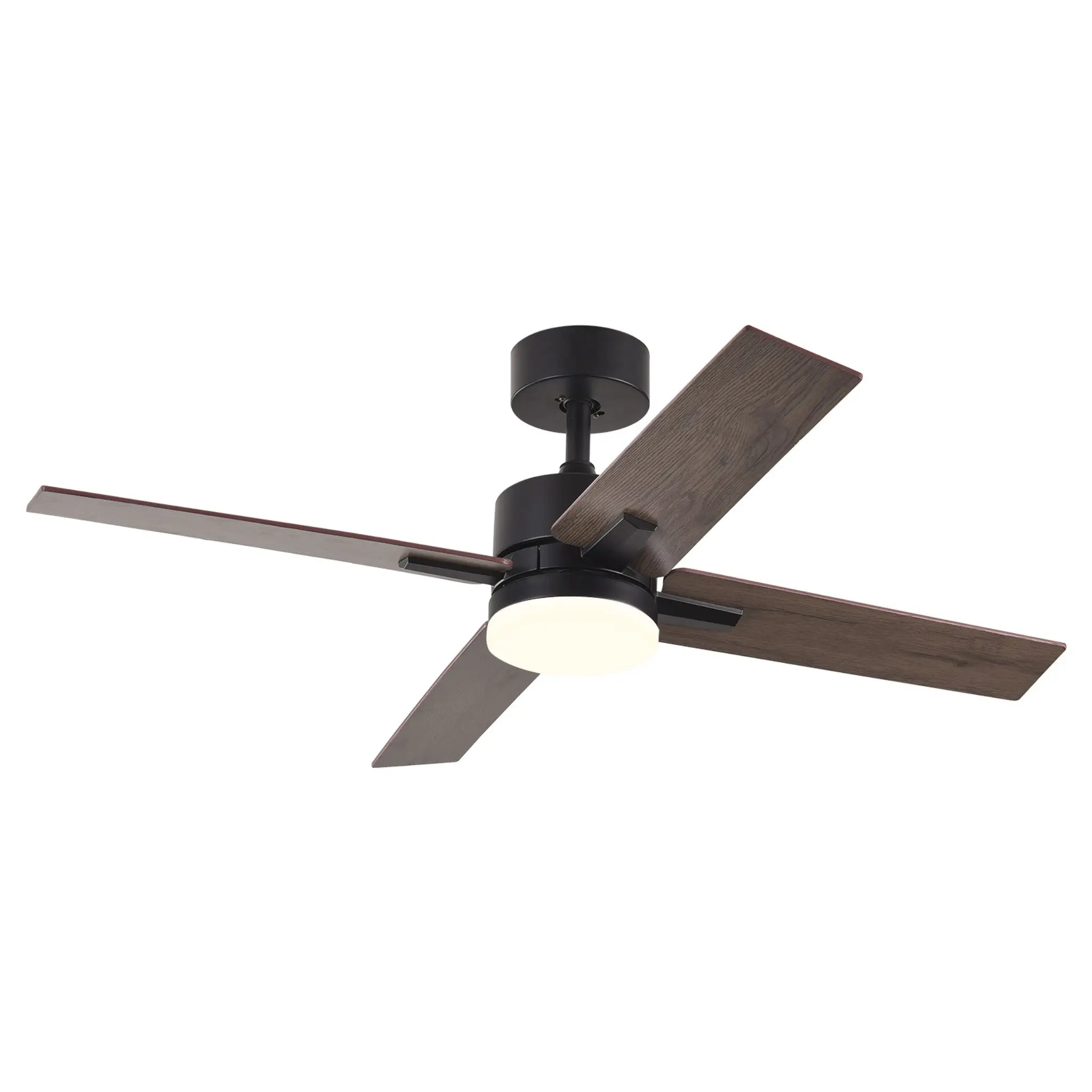 44 Inch Downrod Ceiling Fans with Lights and Remote Control, Modern Outdoor Indoor Black 4 Blades LED Lights Smart Ceiling Fans