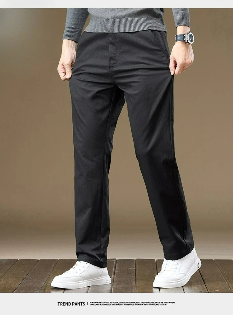 Herren Business-Hose, Gerade Passform, Baumwolle, Lässige Hose, Modische Herrenhose mit Elastischem Bund, Dehnbar, für Frühling und Herbst, Vielseitige Arbeitshose – Detail 18