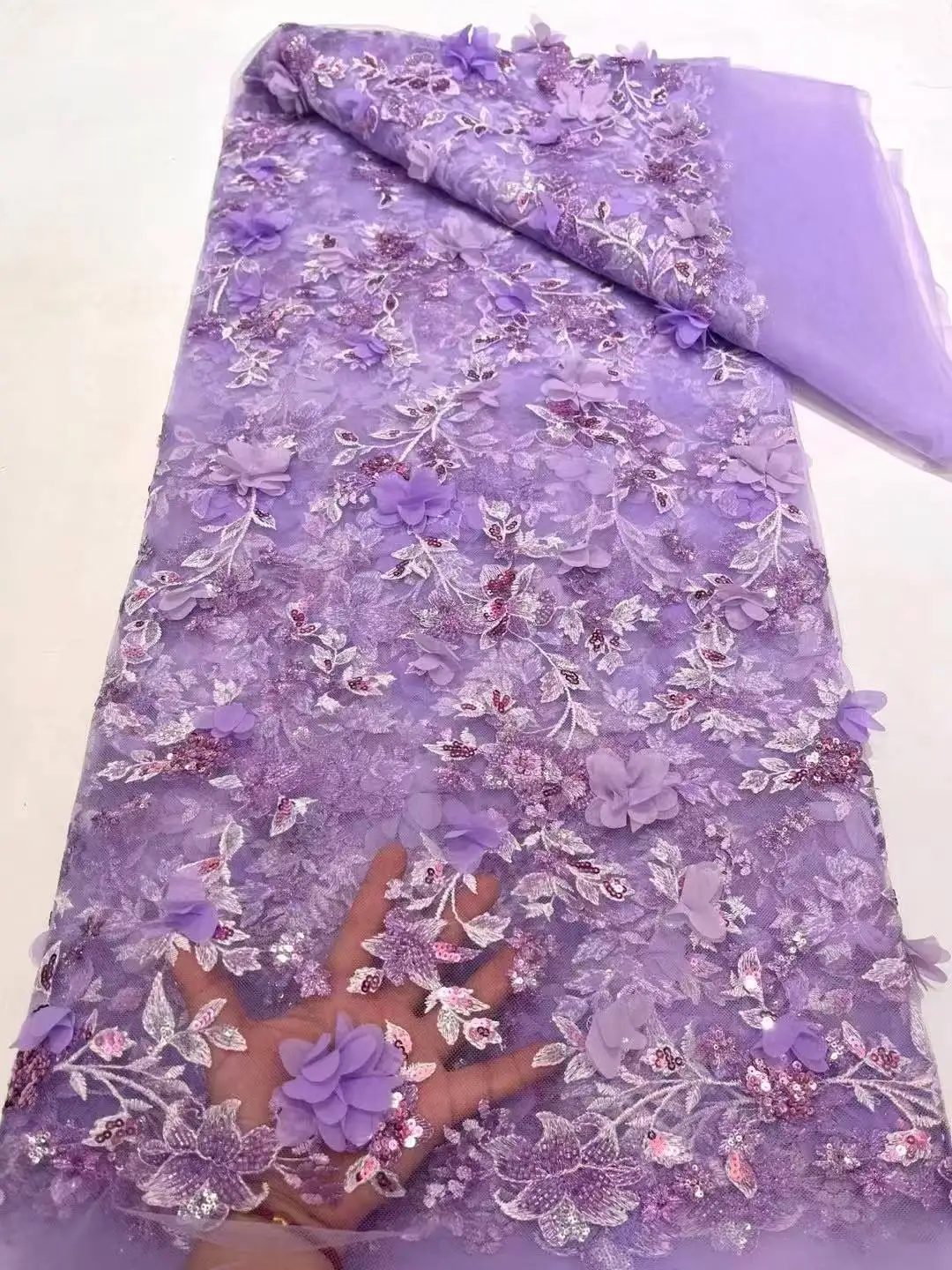 

African Lace Fabric 2025 Sequins Beaded Embroidery Groom Nigerian Bridal High Quality French Tulle Lace Fabric For Wedding