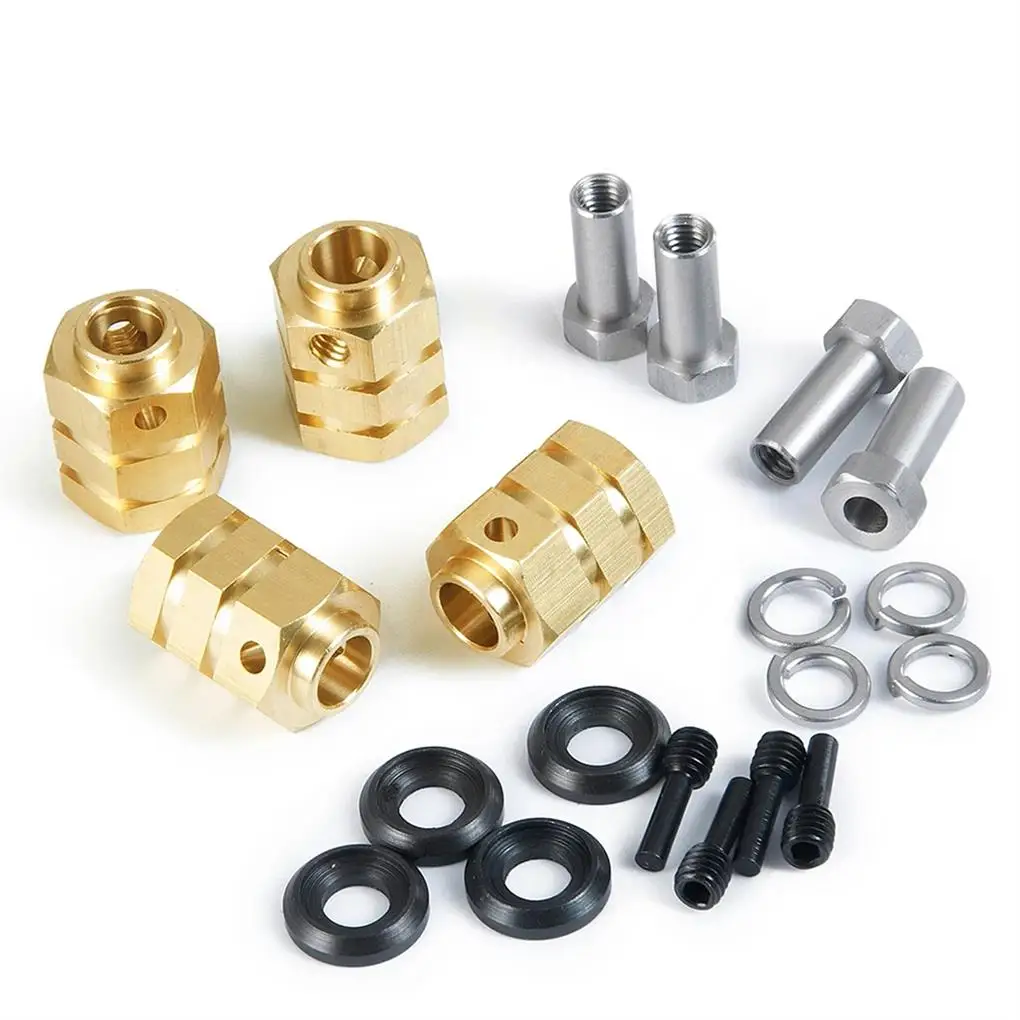 4PCS 5/8/9/10/11/12/15mm Heavy Duty Brass 12mm Wheel Hex Hubs Mount Extended Adapter for TRX4 TRX6 1/10 RC Car Parts