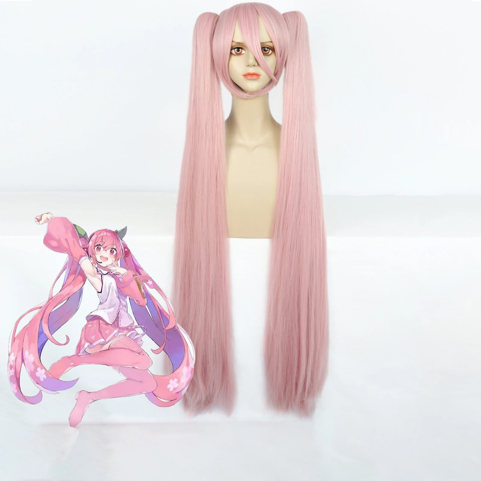 Hatsune Miku Cosplay Wigs Women pink long wig Heat Resistant Hair Wig Party Dailly Cosplay Wig With Bangs