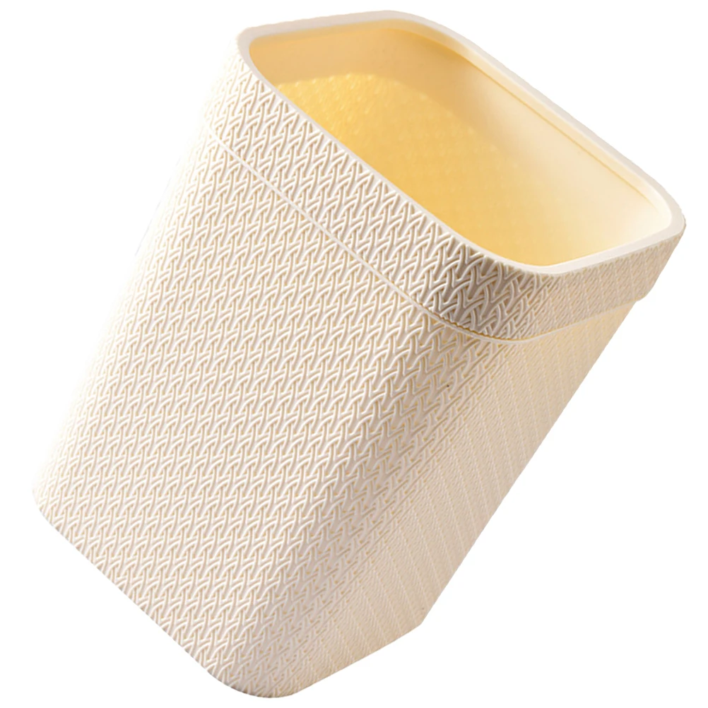 

Imitation Rattan Trash Can Large Capacity Kitchen Bathroom Office Garbage Bin Detachable Liner Sturdy Reliable Easy Hide Bag
