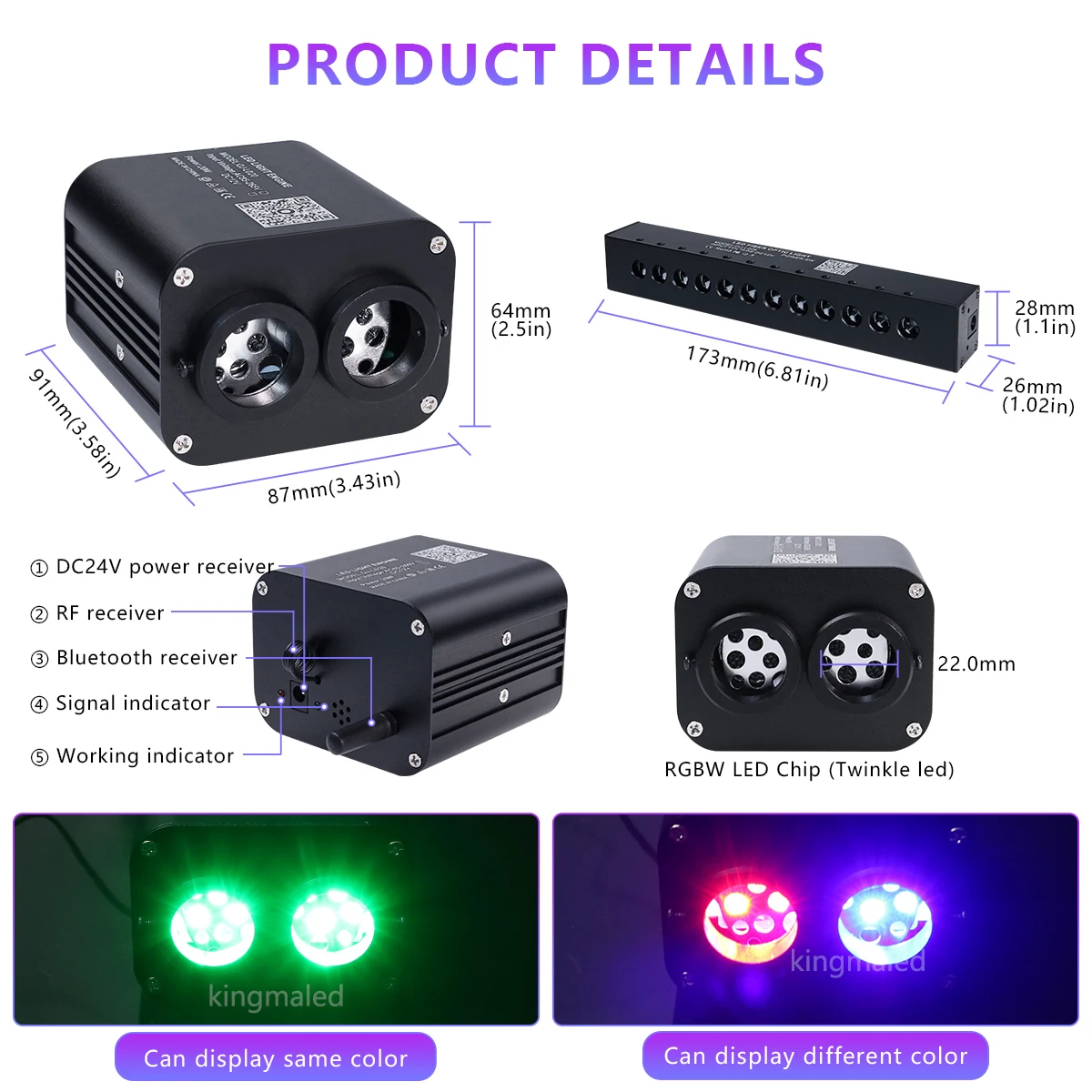 Imagem -02 - Cintilação Teto do Carro Estrela Luz com Rgb Meteoro Música App Controle de Fibra Óptica Estrela Kit Luz Teto para Teto Céu Estrelado 20w