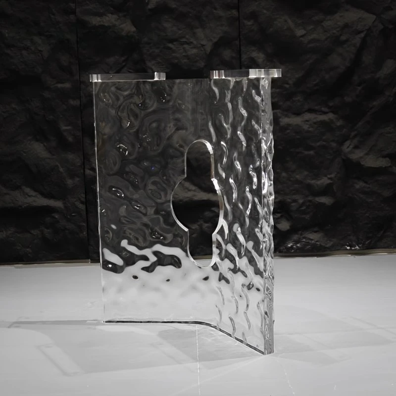 

Transparent water ripple suspended table legs custom curved dining coffee island platform bracket support