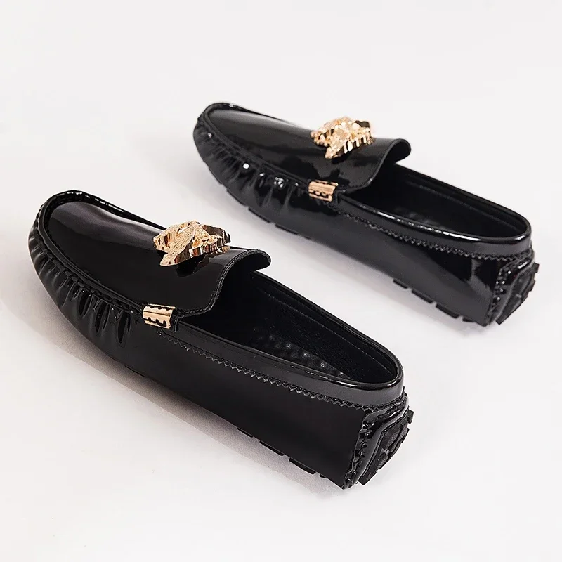 موضة الأسود أحذية الأخفاف غير رسمية للرجال تنفس الذكور فستان سهرة للحفلات أحذية كبيرة الحجم 46 47 48 الشباب الزفاف المتسكعون #5