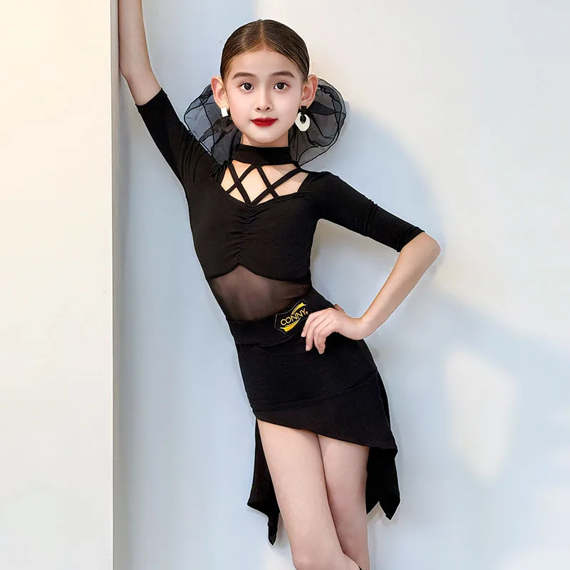 girls-latin-dance-dress-black-performance-stage-clothes-hollow-outfit-bodysuit-practice-skirt-cha-cha-rumba-dancing-outfit
