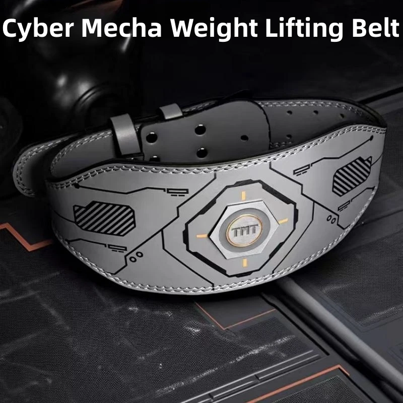 Cyber Mecha Style Weight Lifting Belt & Weightlifting Hand Grip Cowhide Gym Fitness Belt for Men Women Deadlift Lifting Gloves