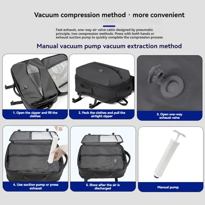 حقيبة ظهر للسفر للجنسين، حقيبة ضغط صديقة للبيئة مع سعة كبيرة للتنقل والسفر وحقائب الظهر خفيفة الوزن