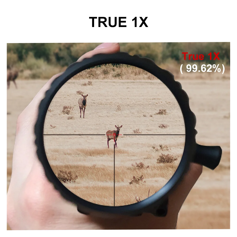 Red Win True 1x 30mm 1/2 MOA Turret Zero Lock 6 Level Red Illumination Horseshoe Reticle AR15 M4 Torero HD 1-6x24 FFP Scope