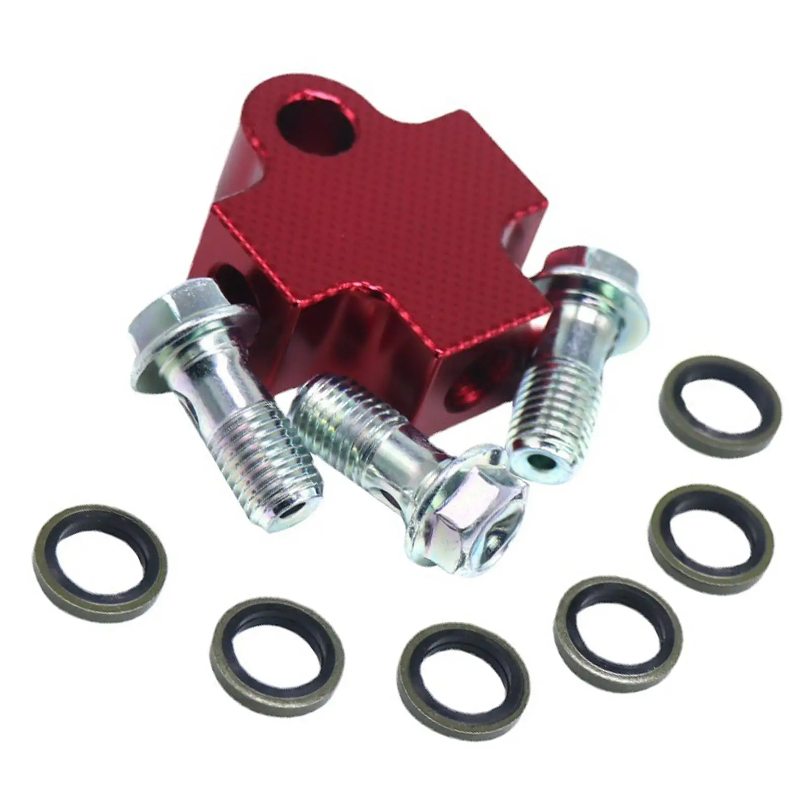 

Red Aluminum Three Way Brake Oil Hose Tee Connector Durable Hydraulic Pipe Adapter Bracket for Motorcycle ATV