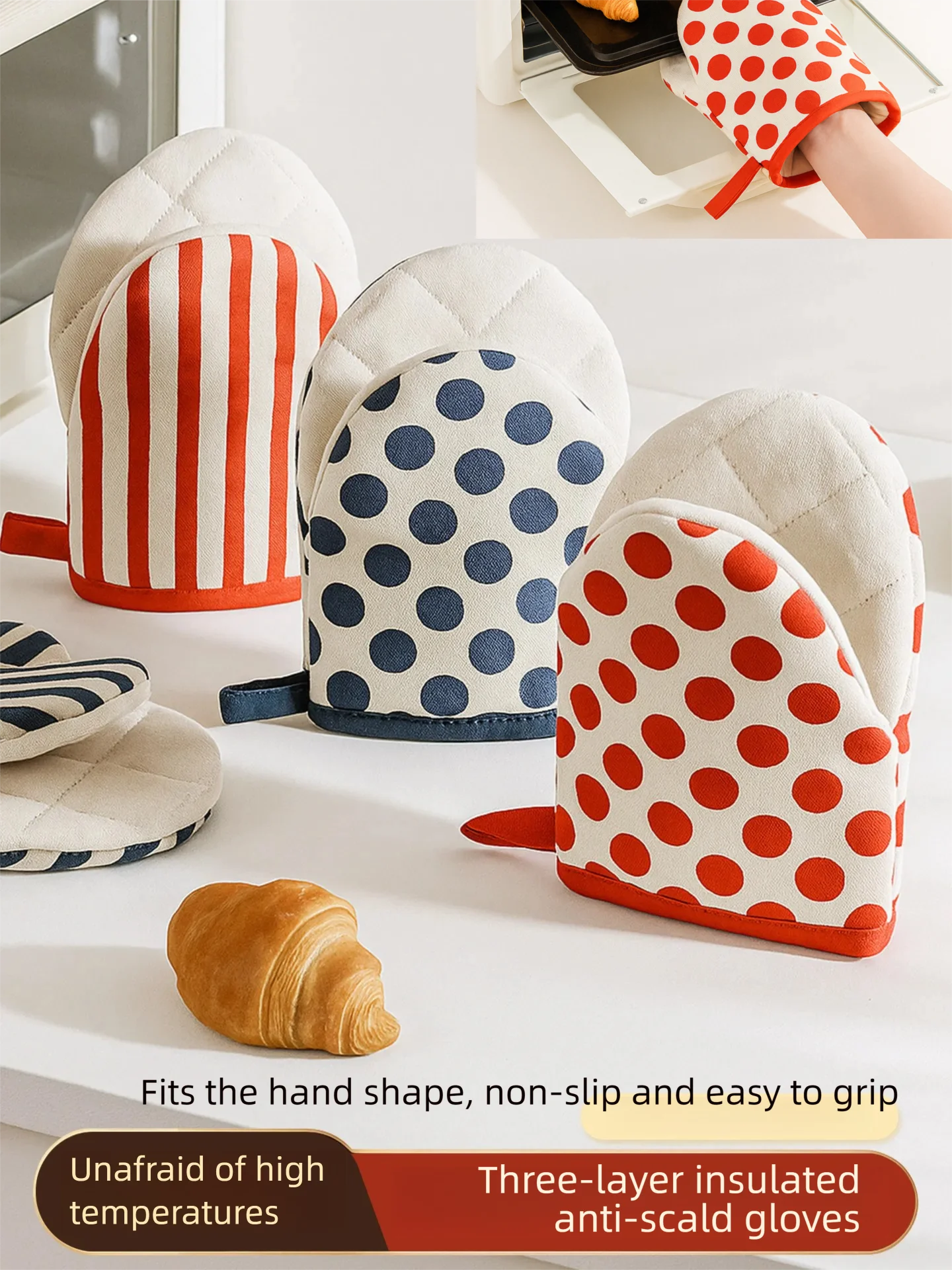 1Pcs Single Hand Left-Right Universal Baking Gloves Heat-Resistant Oven Mitts for Home Use Microwave Safe Gloves Kitchen Gloves