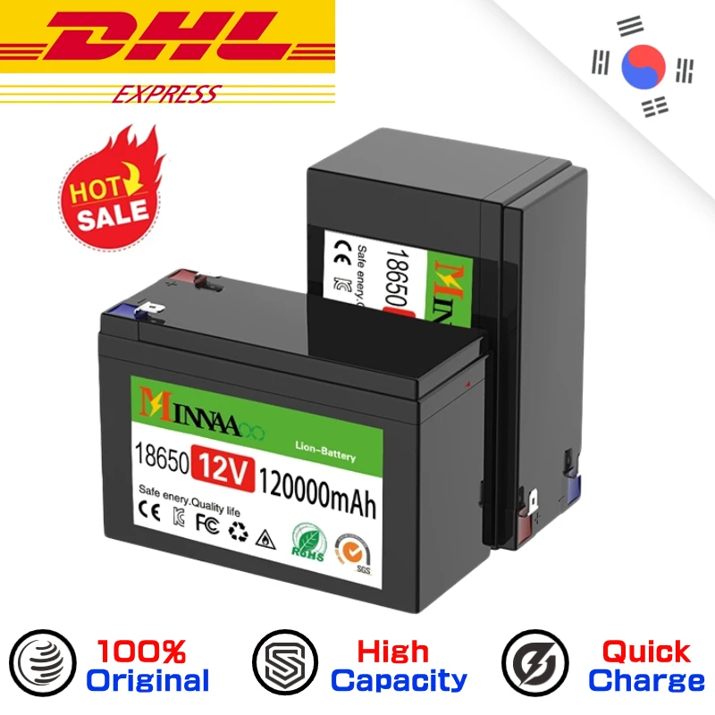 

DHL Ship 12v Li-ion rechargeable battery pack DC 12.6V 120Ah battery with EU plug + 12.6v 3a charger + cr123a DC bus head cable