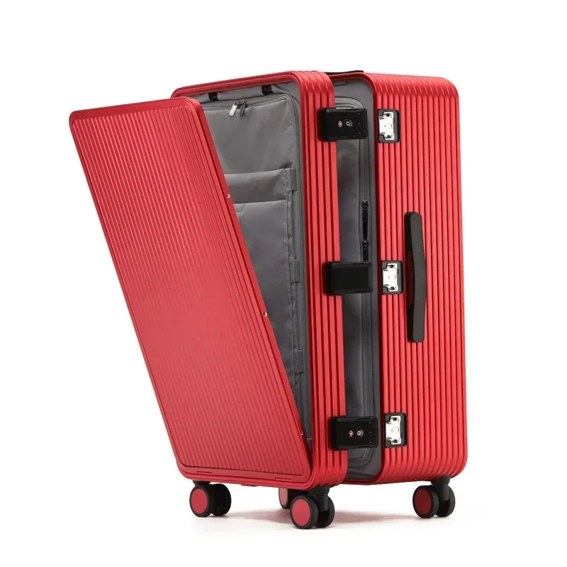 Large Capacity Universal Wheel Front Open Trave Suitcases All-Aluminum Magnesium Alloy Luggage Trolley Case Password Board Bag