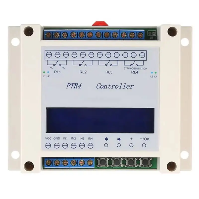 ABUI-PTR4-IND 4-Channel Programmable Digital Time Relay Timer Controller Delay Switch Module Independent Timing Cycle