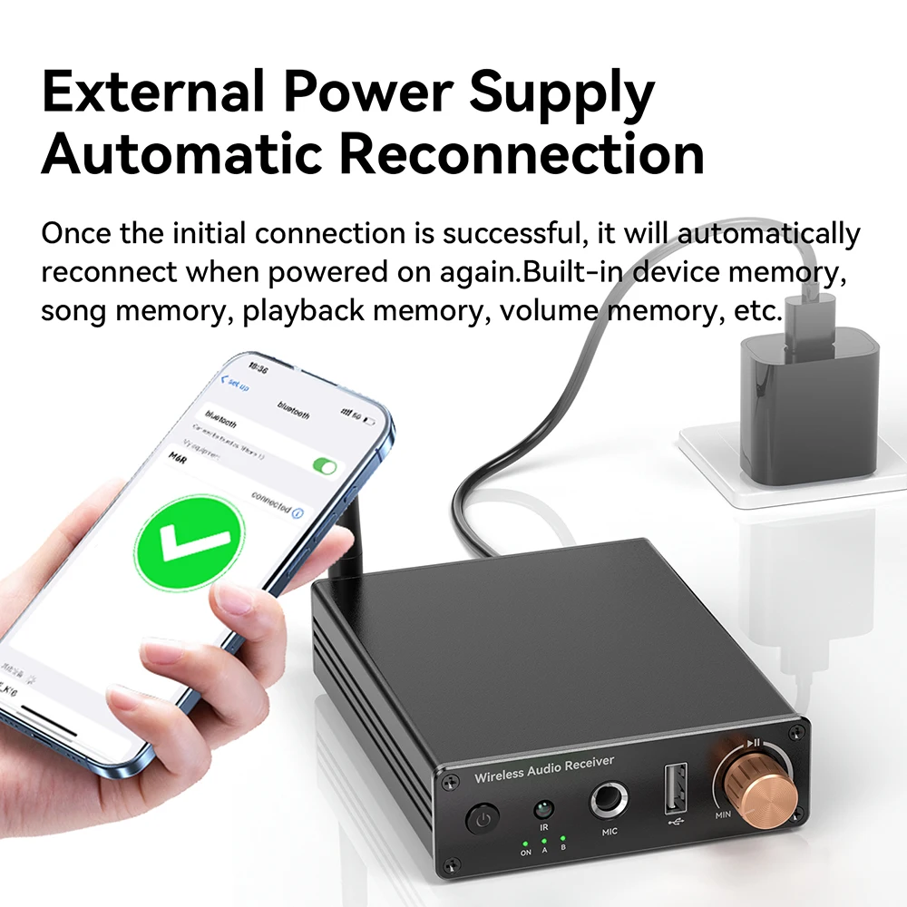 متوافق مع بلوتوث 6.0 استقبال الصوت 3.5 ملم AUX RCA USB 6.5 ملم ميكروفون الموسيقى محول لاسلكي مع جهاز التحكم عن بعد للتلفزيون الكمبيوتر