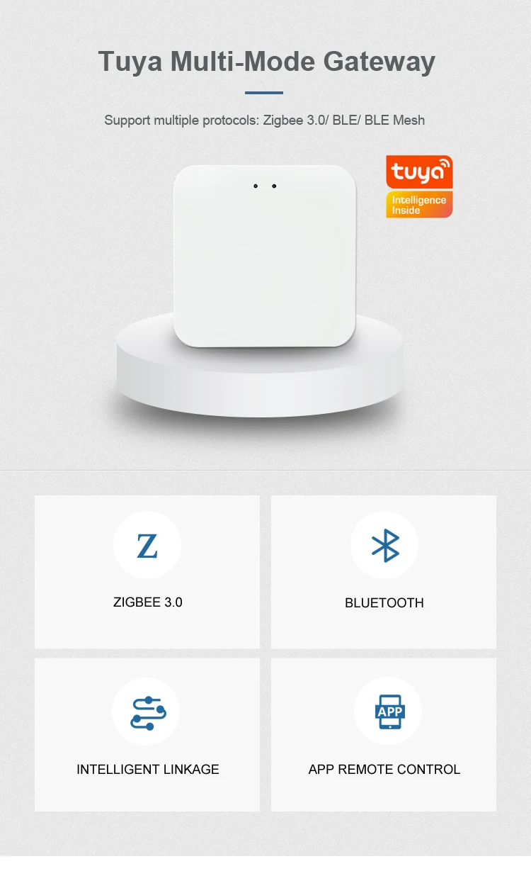 Tuya Smart Life APP Control Smart Home Automation System Zigbee & Blue-tooth 2 in 1 WiFi Hub Gateway for Sensors PST-TYZBG-01