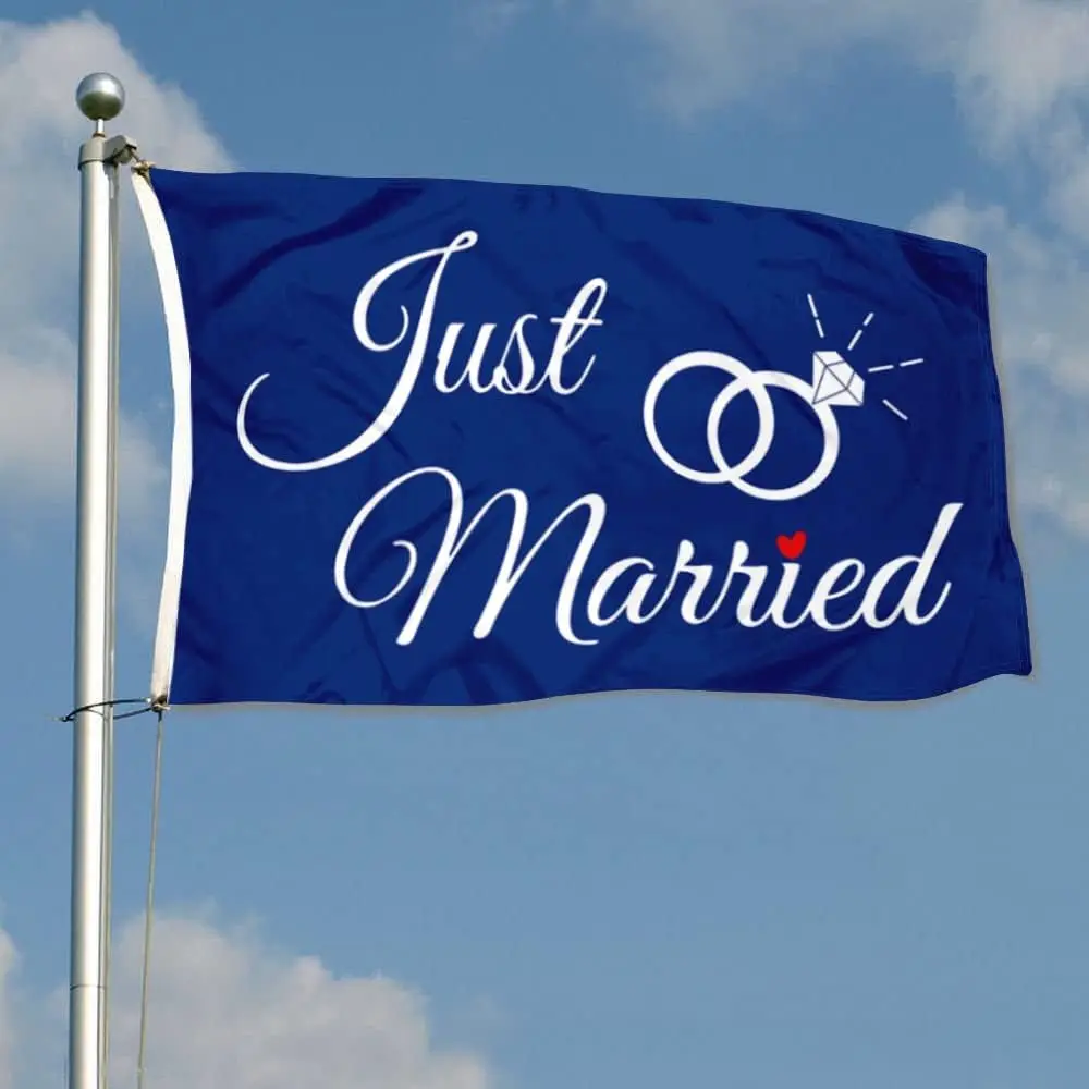 Flagicts 100% Polyester Just Married Flag