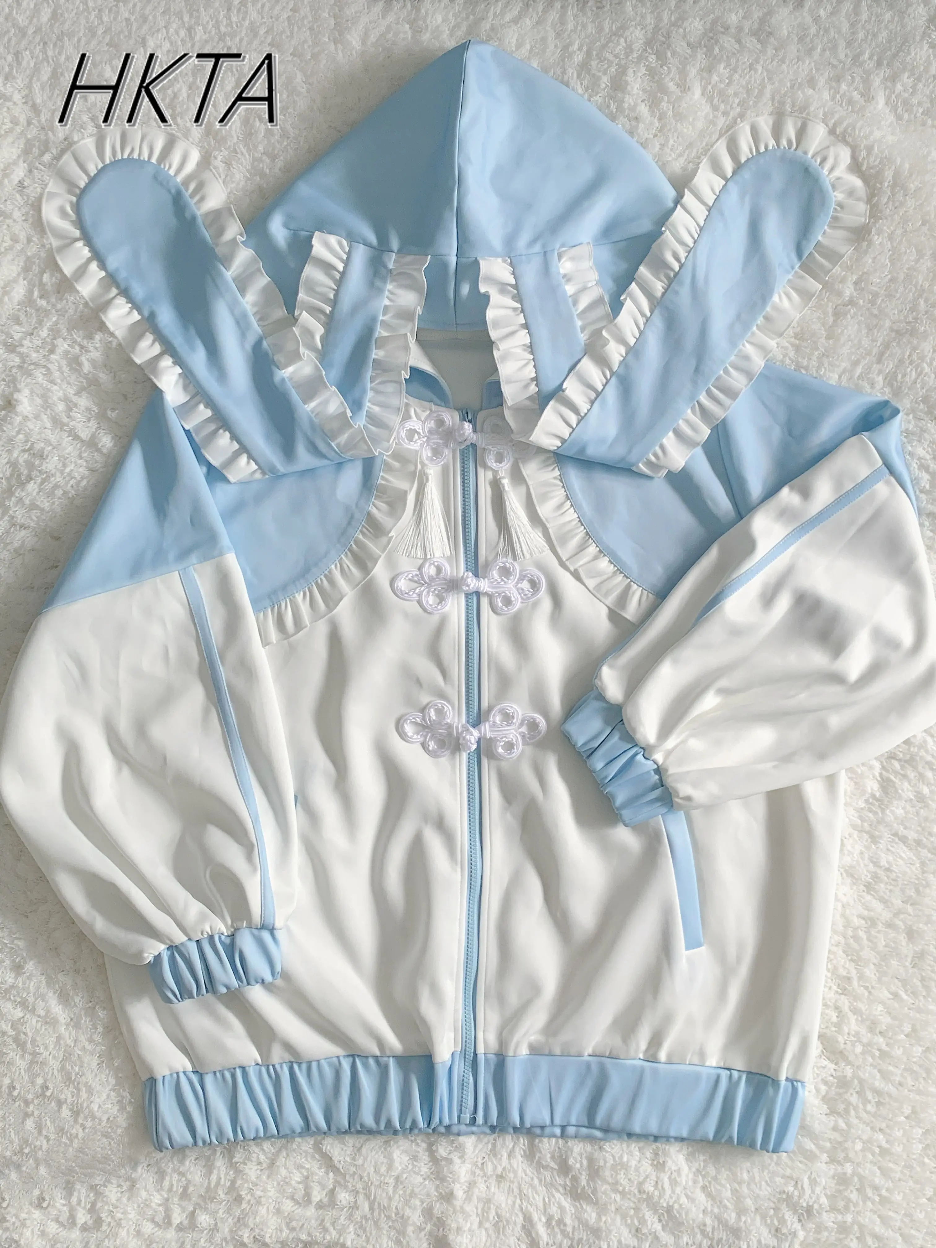 

Mines Mass Production Blue Sportswear Suit Women Two Dimensional Loose Casual Sweet Cute Coat Lolita Pleated Shorts Leg Cover