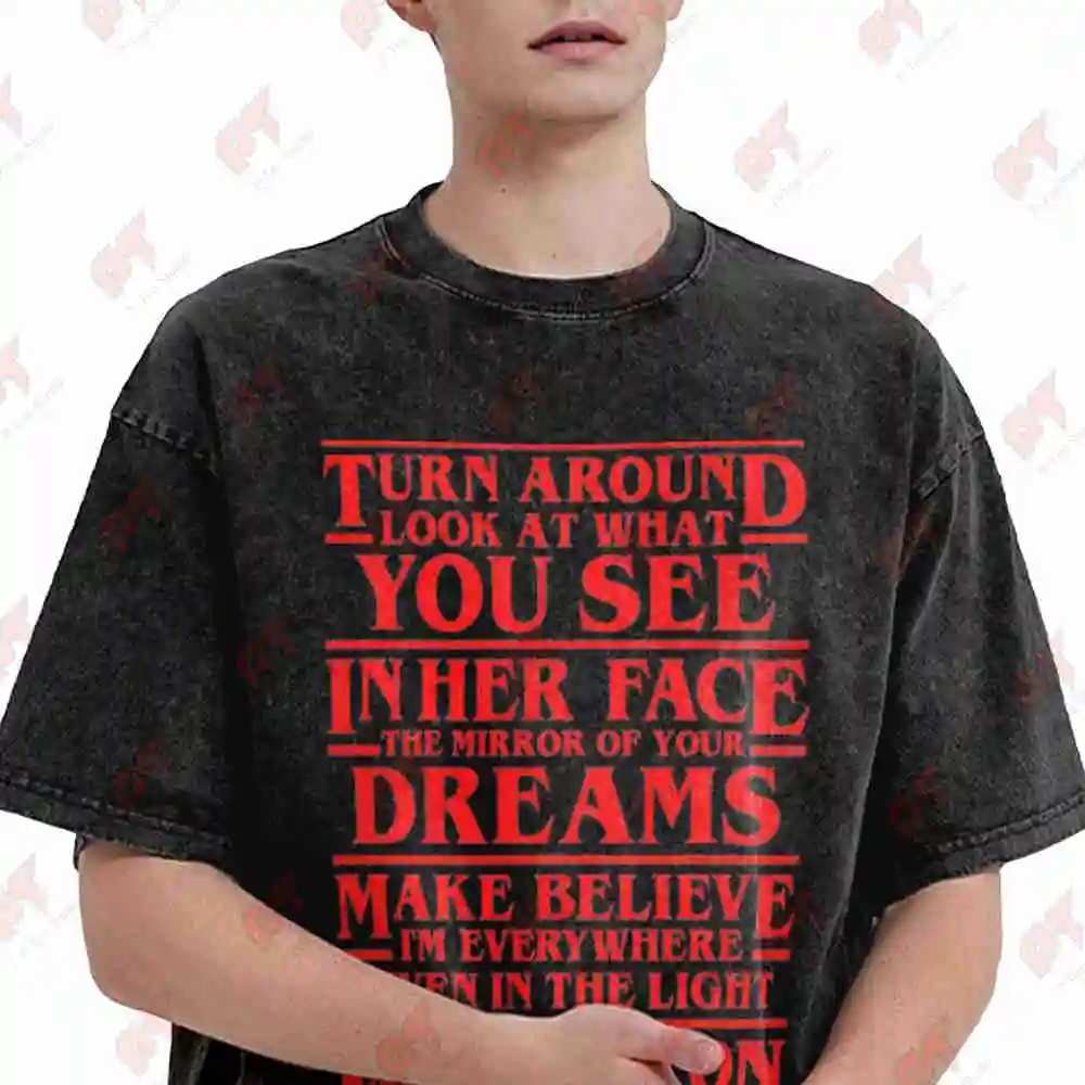 Strange Neverending Story Lyrics TV Show Vintage Washed Tee Pure Cotton T-Shirt