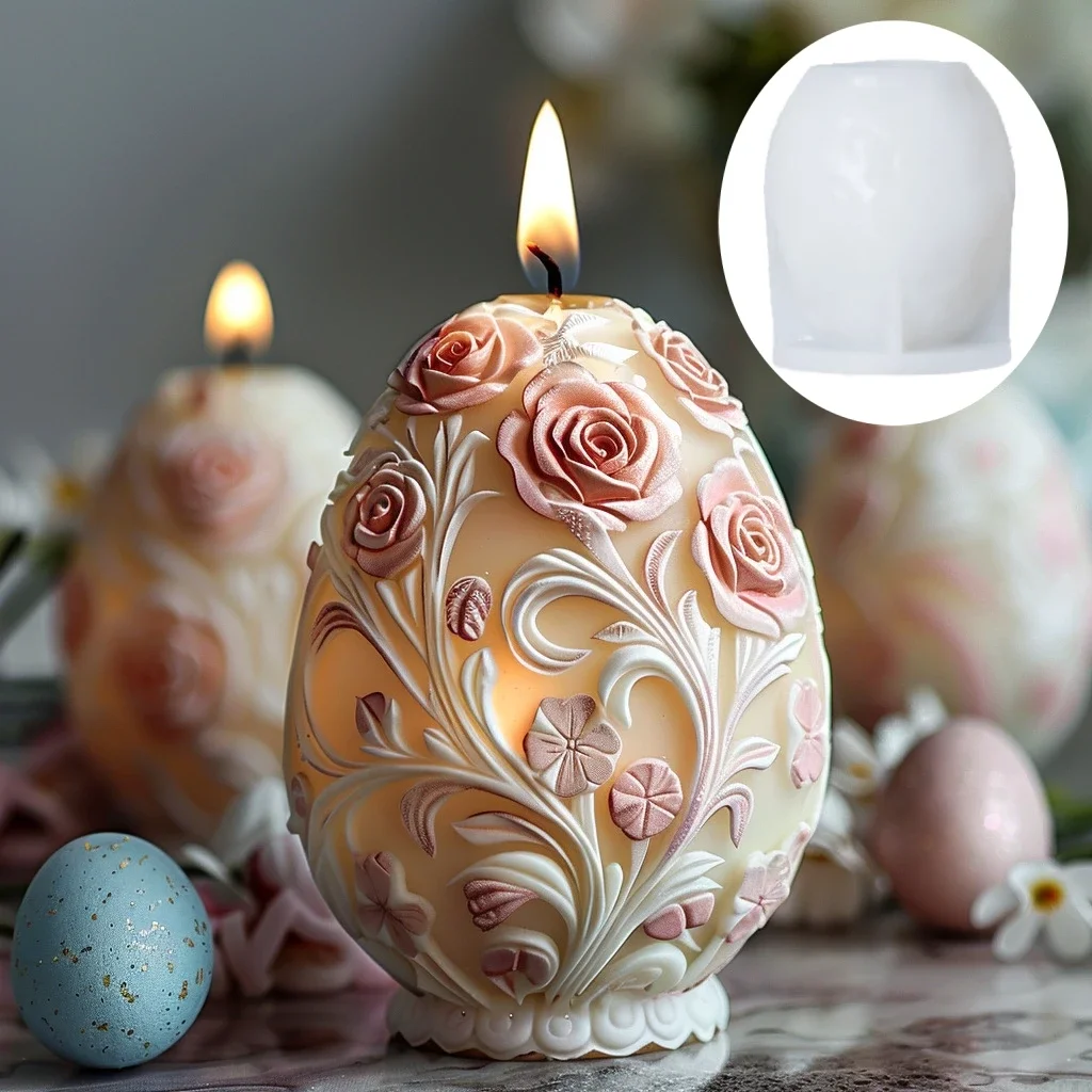 DIY bunga Tulip timbul lilin telur silikon cetakan rotan mawar bunga peony cetakan lilin resin telur bantuan Paskah cetakan gipsum