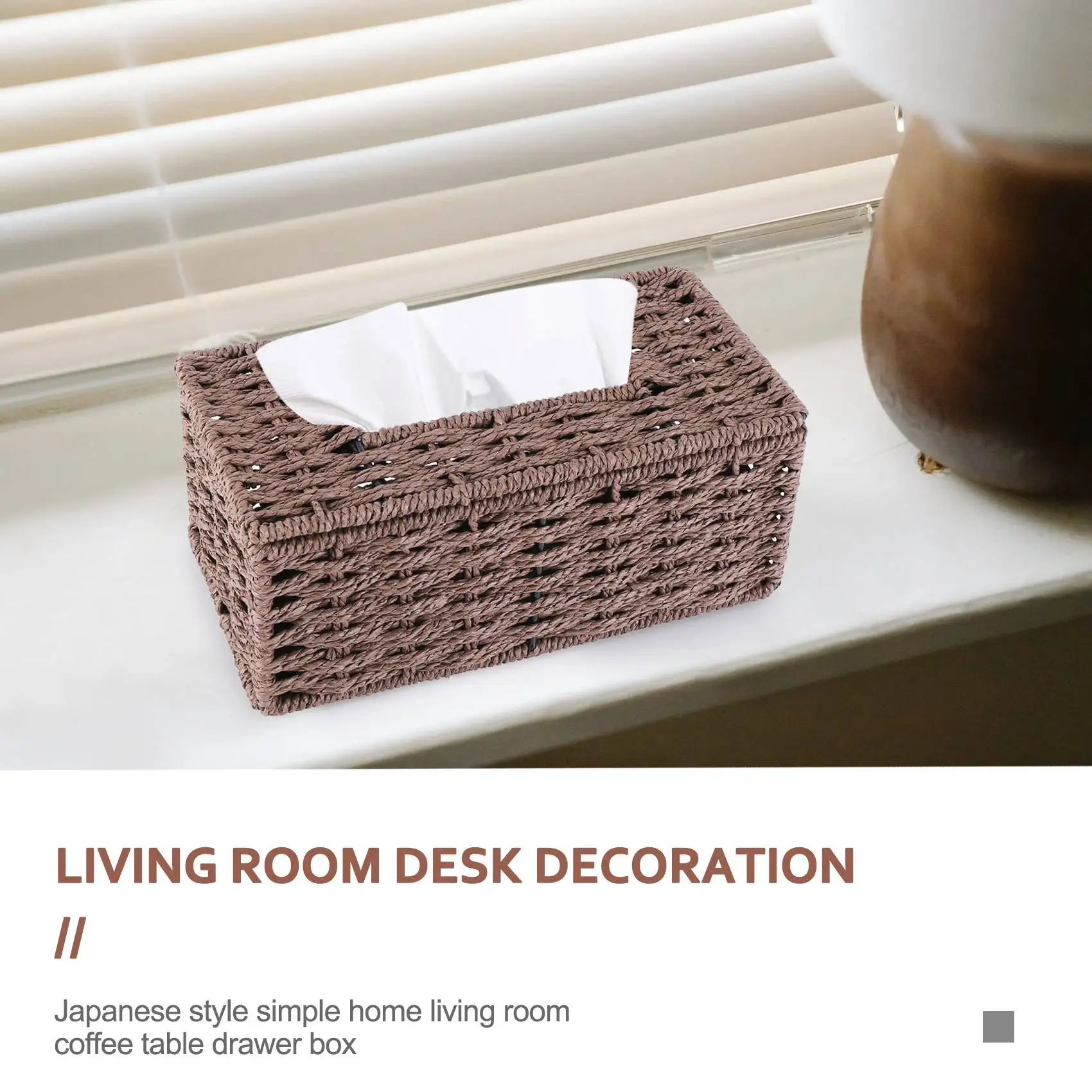 ABZF 2026 Rattan Tissue Box, Vintage Napkin Holder, Case Clutter Storage Container Cover, Living Room Desk Decoration (Coffee)