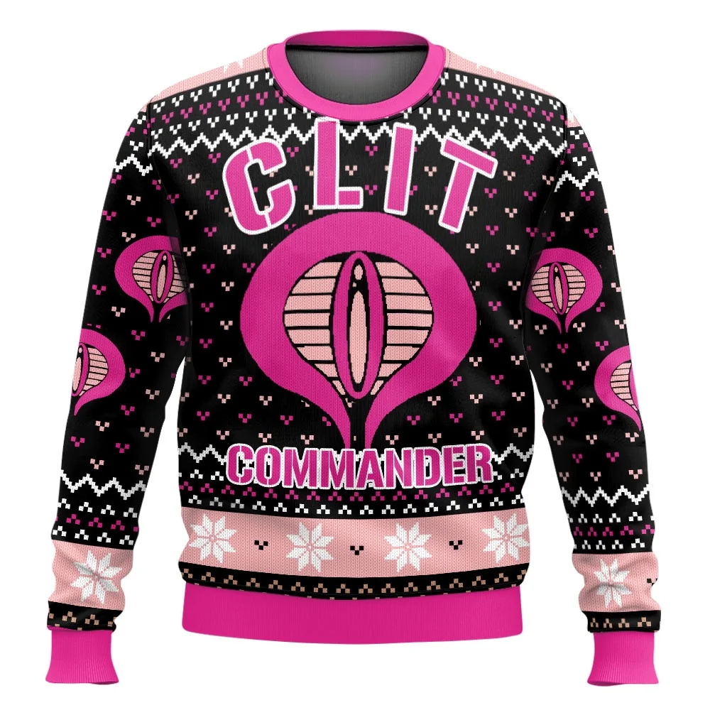 2026 Abstract Commander Christmas Style Ugly Sweater Kids Adult Comfortable Round-neck Sweatshirt Family Matching Clothing