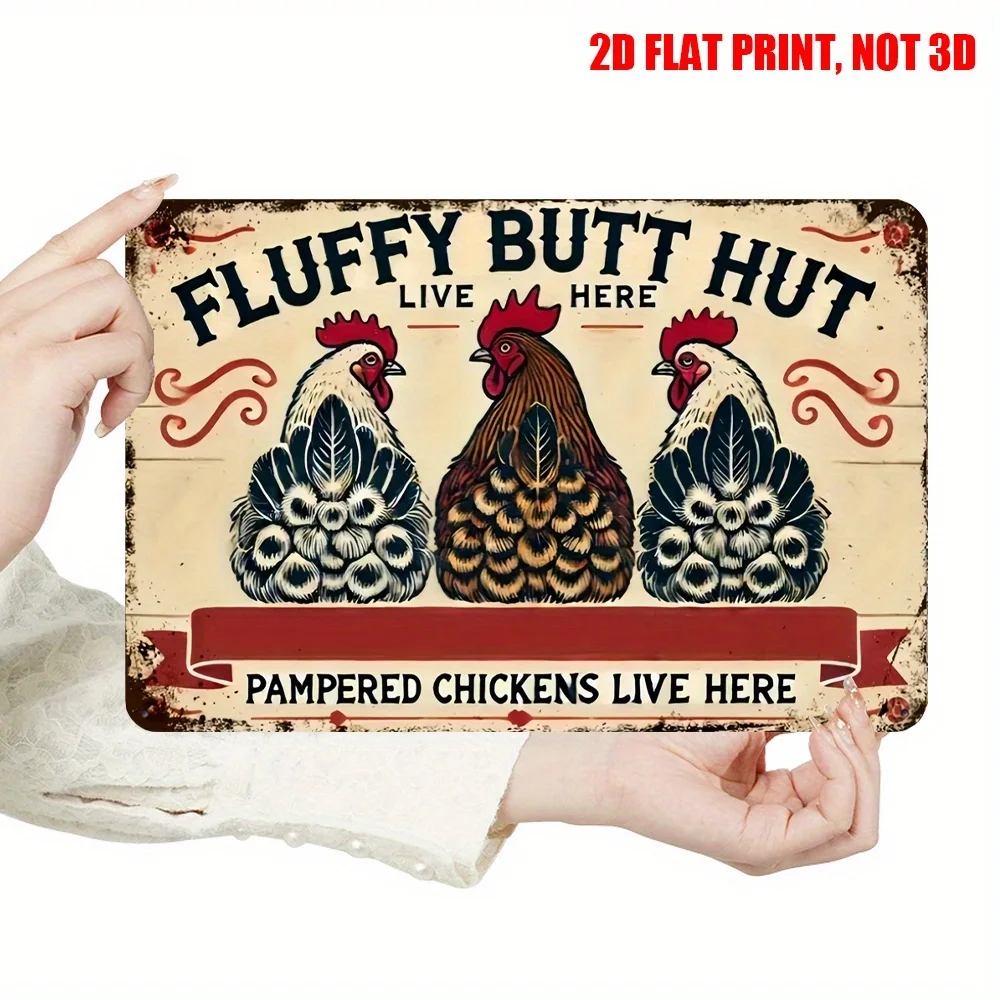 12x8 Inch Humorous Chicken Coop Metal aluminum Sign - Rustic Farmhouse Wall Decor with 