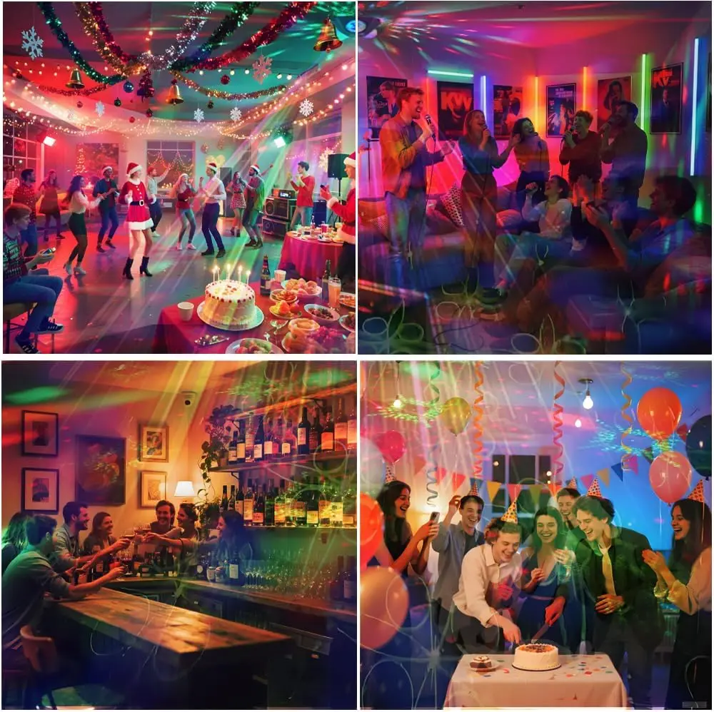 Party Lights, Disco DJ Strobe Lights, Carnival Stage Projector Effects, Dance Club Lighting DJ Christmas Halloween Birthday Fami view 4