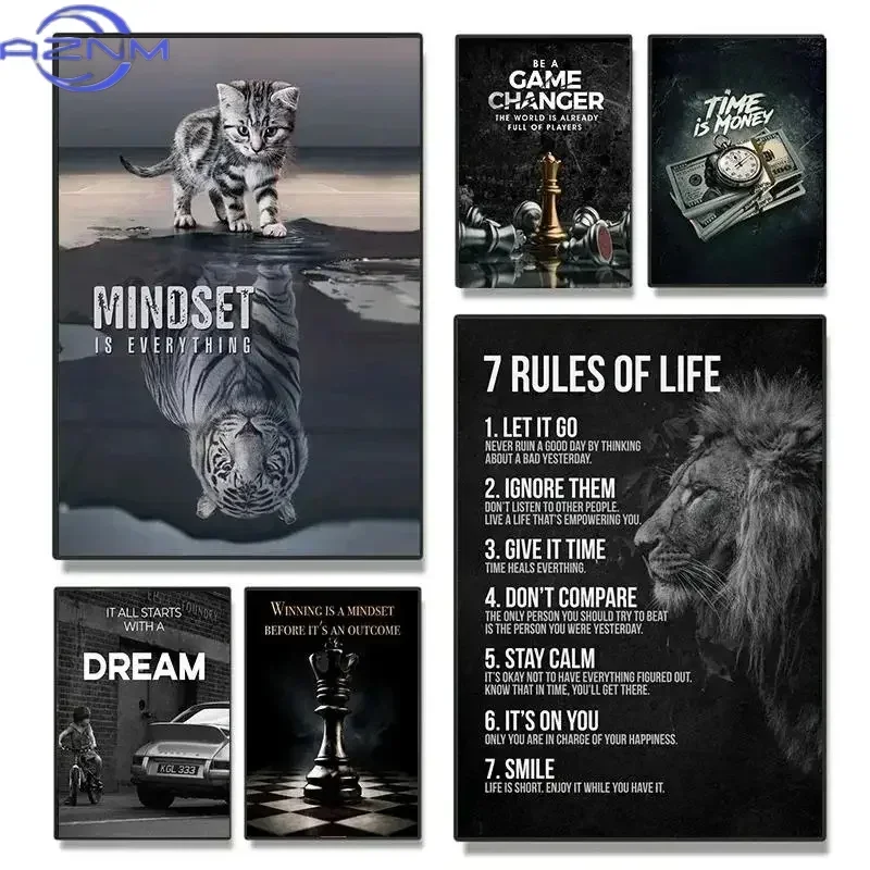 Inspirational Lion Success Quote Canvas Print  Motivational Wall Art for Office  Living Room Decor  Uplifting Animal Poster f
