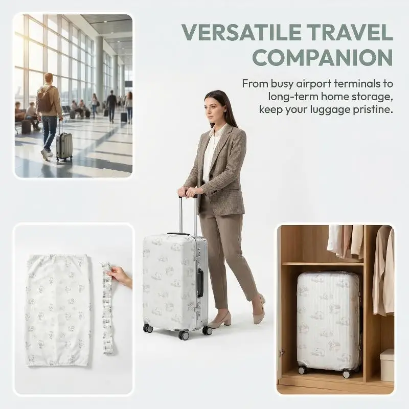 New Luggage Dust Cover Full-coverage Disposable Non-woven Fabric Travel Trolley Case Storage Protective Cover Rainproof Cover