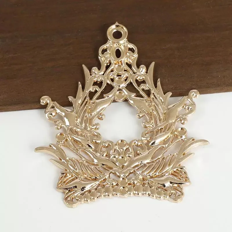 63x73mm Gold Silver Stage Dress Crown Base Embossed DIY Baroque Crown Hair DIY Applique Patch Accessories Cos Costume Accessorie